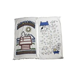 Vtg Tastemaker Peanuts Snoopy & Woodstock Towel Cotton USA Made 1970s 80s Bundle